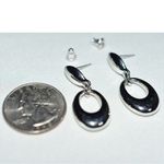 Source Unknown NWOT Stylish Trendy Silver Tone  Dangle Drop Oval 1.2" Y2K Casual Post Earrings Photo 1