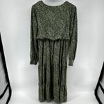 Three Bird Nest Midi Dress Long Sleeve Tiered Floral V Neck Cottagecore Green S Photo 4