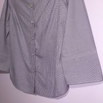 J. McLaughlin Button Up Top Women Size 2 Purple Gingham 3/4 Sleeve Office Preppy Photo 2