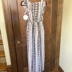 SheIn Women’s Geo Print Vneck Hi Split Maxi Dress in Blue Multi sz 4 NWT Photo 7