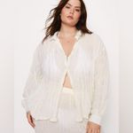 Nasty Gal  Cream Textured Oversized Long Sleeve Beach Shirt Photo 1