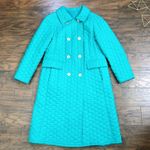 vintage • 60s teal quilted coat lightweight double breasted aqua turquoise Size XS Photo 2