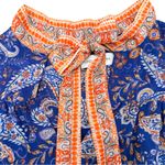 Lost + Wander Blue Paisley Tie-Neck Mini Dress Long Bell Sleeve – Size Small Photo 7