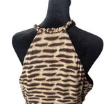 Michael Kors  Silk Top Animal Print Braided Neck Brown Size S Mob Wife Statement Photo 6