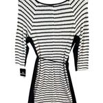 Studio One  Knit Dress S Black White Diamond Striped Belted Stretch Work Career Photo 4