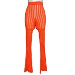 H:ours Orange Rib Knit Pants XS Flare Sheer Festival Designer Revolve $198 NEW Photo 3
