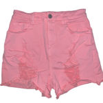 White Birch  Pink Jean Shorts Small Distressed High Waisted Stretch Casual Bright Photo 0