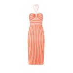 AMUR Valena Red Orange Pink Striped Knit Halter Neck Sleeveless Midi Dress Small Photo 3
