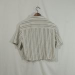 ZARA Striped Short Sleeve Button Down Top Fringe d Size S Photo 4