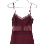 Topshop Spaghetti Strap Sheer Lace Floral Slip Dress Back Zip Burgundy Size 2 Photo 3