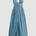 Cider Glitter Teal Backless Dress Photo 0