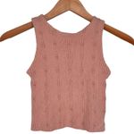 Storia Stories Blush Pink Textured Floral Crop Top size Small Sleeveless Ribbed Photo 0