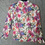 Easy Clothes Woman Size Small NWT silk blend button‎ down floral Shirt White Photo 6