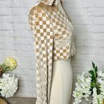 Boutique Champagne Gold Checkered Top Photo 7