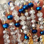 Hand Made Set of 7 AB Blue Crystal Glass Bracelets with Gold Charms Semanario Photo 5