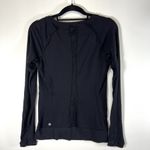 Lululemon  Full Tilt Long Sleeve Top Sz 4 Black Lace Back Thumb Holes‎ Yoga Photo 3