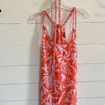 Rachel Zoe  Tie Neck Halter Maxi Dress Linen Orange Coral Hibiscus Resortwear - S Photo 9