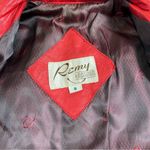 Remy Women's Size 8 Red Leather Zip Up Jacket Vintage Western Style Long Photo 3