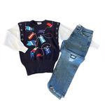 Bonnie Boerer Rare Vintage Nautical Yacht Sweater Size S NEW Blue Photo 3