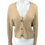 ZARA Beige Wool Long Sleeve Ribbed Knit Button Down Cardigan Sweater Top Size S Photo 0