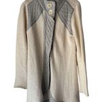 prAna Womens Cream Gray Knit Sweater Coat Cardigan M Angelic Duster Cozy Photo 0
