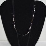 Source Unknown Gothic Black Chain Link Beaded Silver Tone Spacers 50 In. Double Strand Necklace Photo 0