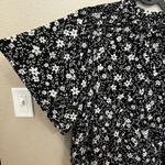 Ann Taylor Black White Floral High Neck Smocked Waist Short Sleeve Top XXL Photo 6