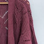 Terra & Sky  Deep Burgundy Open Knit Cardigan size 1X Photo 3