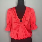 EXPRESS Red Blouse with Ring Accent Photo 0