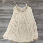 Vera Wang  Beaded Flowy Pleated Dress Tan 2 Photo 1