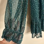 Francesca's Audrey parks Francesca’s Kelly Ruched Lurex Dot Dress in green size medium Photo 5