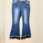 FOR THE REPUBLIC  Blue Flare Jeans with Fringe Detail Photo 4