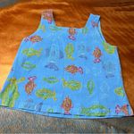 Fresh Produce VTG  Boxy Tank Top Fish Small Periwinkle Blue Cotton USA 90s Photo 2