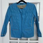 Elie Tahari Island Blue Chatham Snap Jacket Cotton Faille Pucker Detail Size S Photo 3