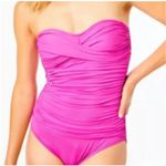 Lilly Pulitzer  Flamenco One-Piece Swimsuit Plumeria Pink Strapless Size 14 Photo 0
