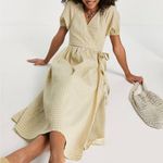 Topshop New  Seersucker Check Short Sleeve Midi Wrap Dress Lime Lilac Size 2 Photo 2