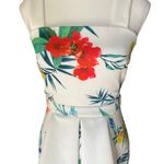 True Violet White Floral Dress Ruffle Hem Square Neck Cocktail Party Sz 6 Photo 2