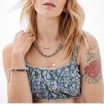 American Eagle  Floral Boho Cottagecore Crop Top Shirred Straps Cami Tank Photo 0