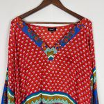 Tolani Tunic Top Womens 3X 100% Silk Floral Boho Hippie 3/4 Sleeve Colorful Plus Photo 2