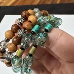 Lot Of 2 Women’s Bead Stretchy Spiral Costume Beaded Bracelets 6 1/2 Inch Photo 5