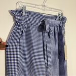 Joie ‎ Blue And White Gingham Paper-bag Wide Leg Pants Belted Size Medium Photo 3