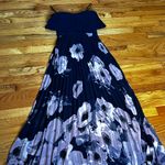 AQUA WOMEN'S BLUE FLORAL PRINT STRAPLESS LONG MAXI DRESS SIZE O Photo 3