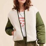 ASTR  the Label Tegan Mixed Media Jacket Olive & Cream NEW Size large Photo 0