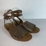 Garnet Hill  Metallic Gold Leather Strappy Sandals Size 37/6.5 Made In Italy Photo 6