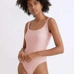 Madewell NWT Second Wave Square-Neck Tank One-Piece Swimsuit Pink Icing Size M Photo 1