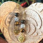 Handmade  Bronzite + Chrysoprase + Tigers Eye Sun Charm Earrings ✨ Photo 1