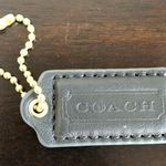 Coach Grey Leather Key Fob Bag Charm Keychain Gold Chain Hang Tag Photo 0