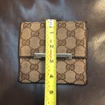 Gucci GG Trifold Canvas Jacquard Wallet Brown Leather Coin Purse Credit Cards Photo 4