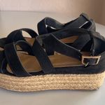 Bamboo  Black  Espadrille Platform Strappy Sandals Women's Size 6 Photo 5