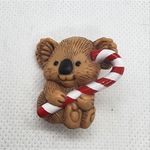 Hallmark Vintage Christmas Koala & Candy Cane Brooch Photo 1